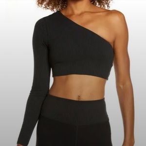 Alo Yoga One-shoulder Long Sleeve Rib Crop Top - tried on once